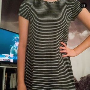 Navy and white striped dress